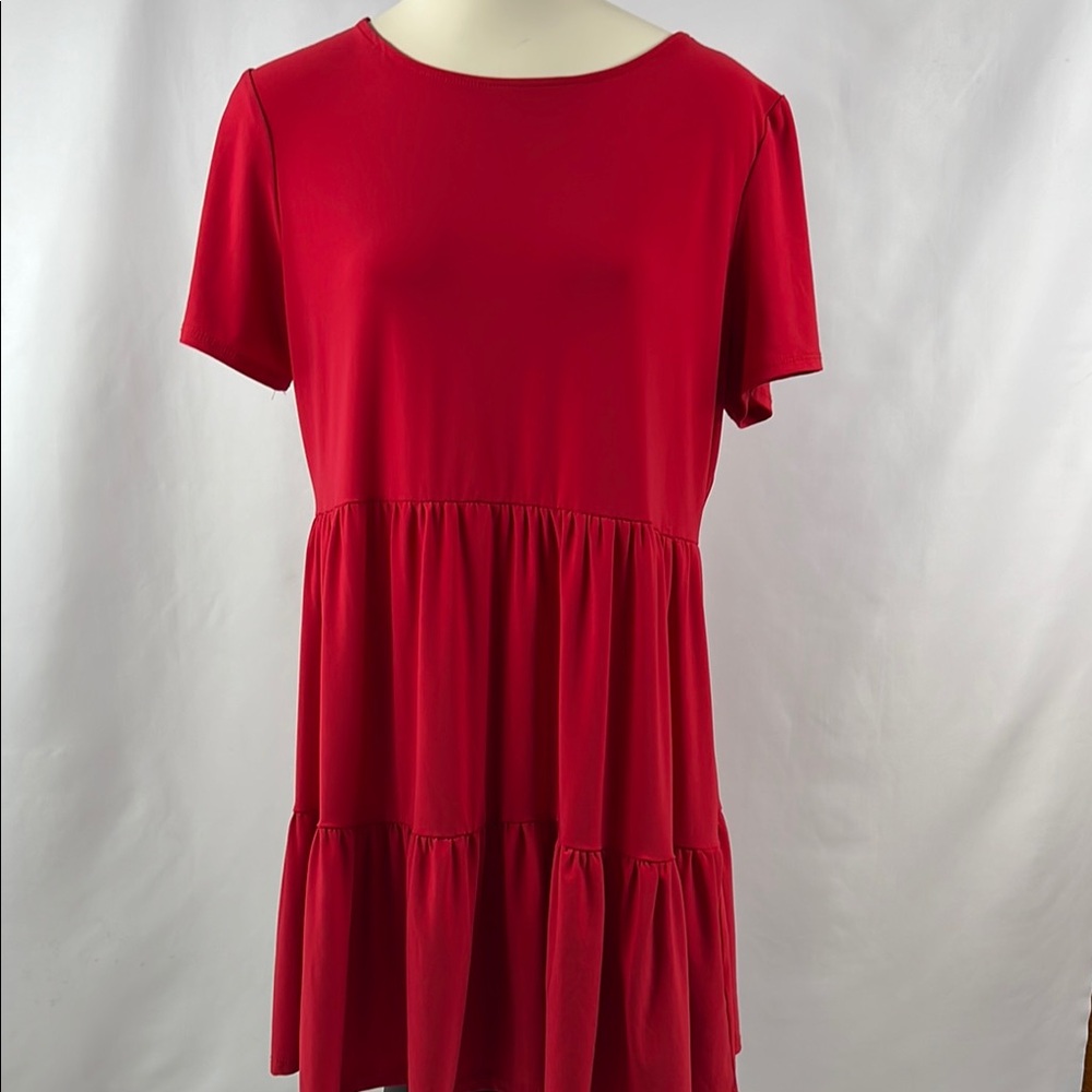 Annalee‎ + Hop Red Ruffled Tiered Boho Mini Dress Size L